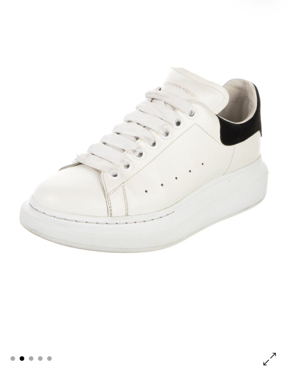 Alexander McQueen White Leather Platform Sneakers with Black Heel